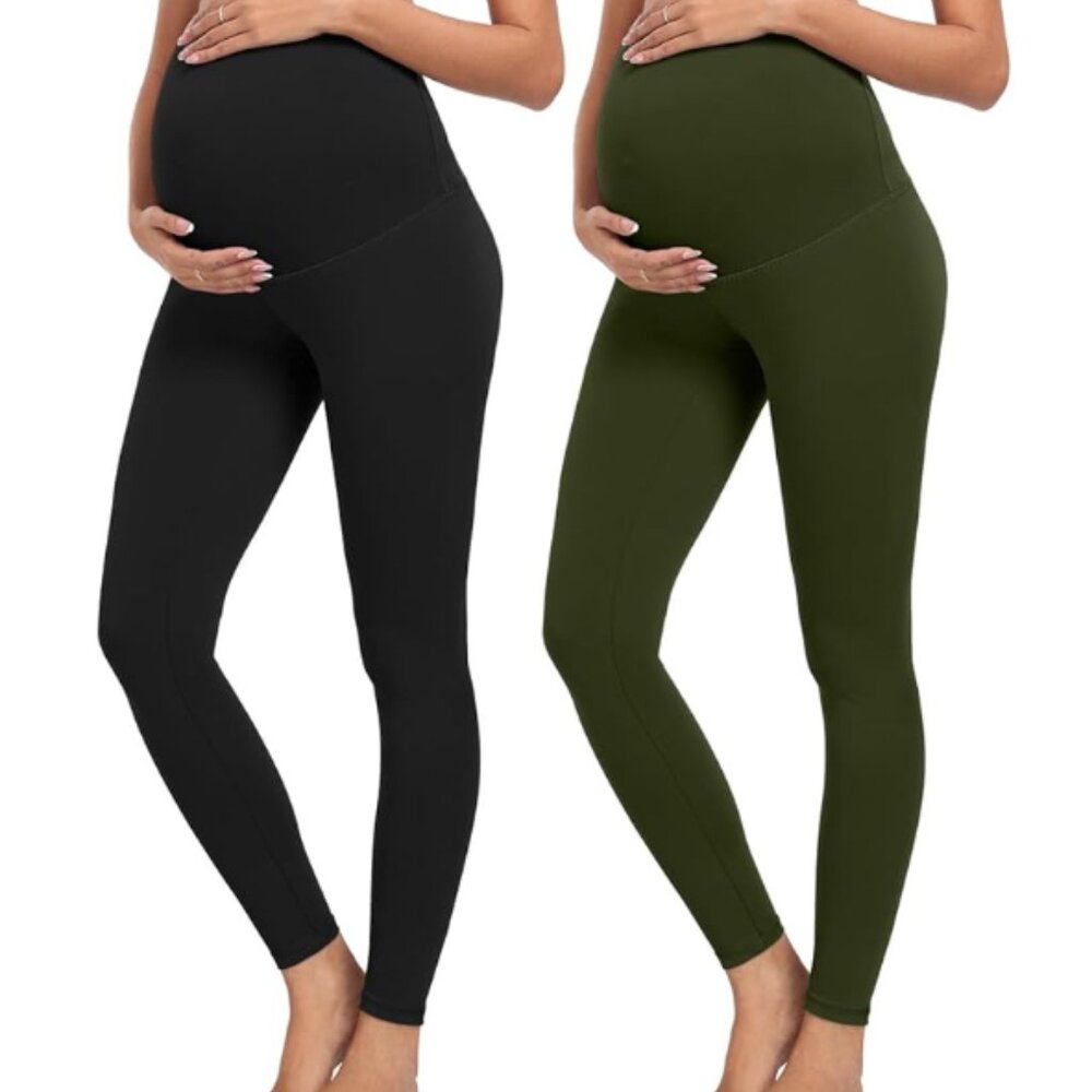 LILISILK Maternity Leggings Over The Belly High Waisted 2 Pairs Size S